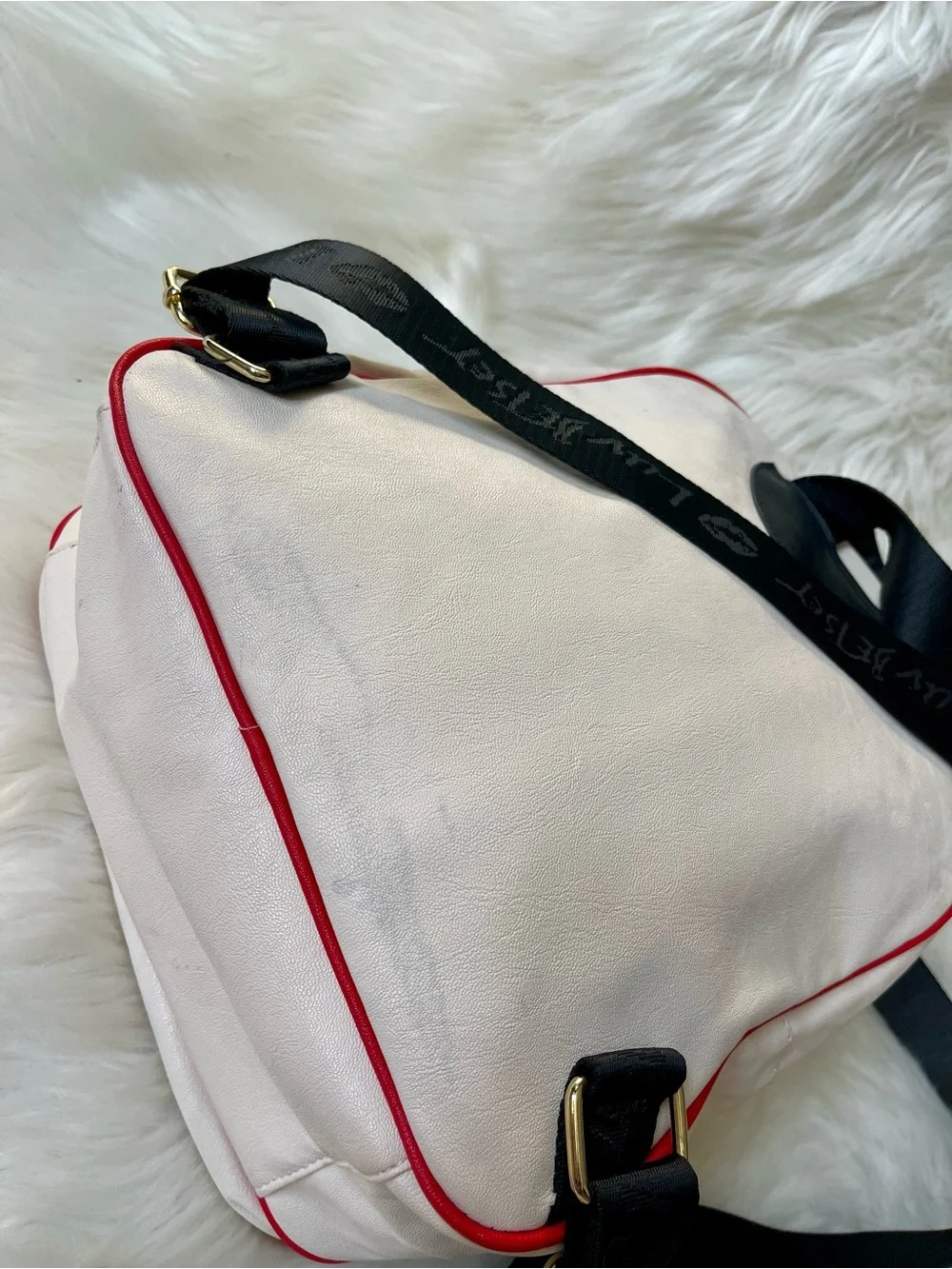 Betsey Johnson Baseball Backpack White Red Novelty Sports Bag Glove Charm